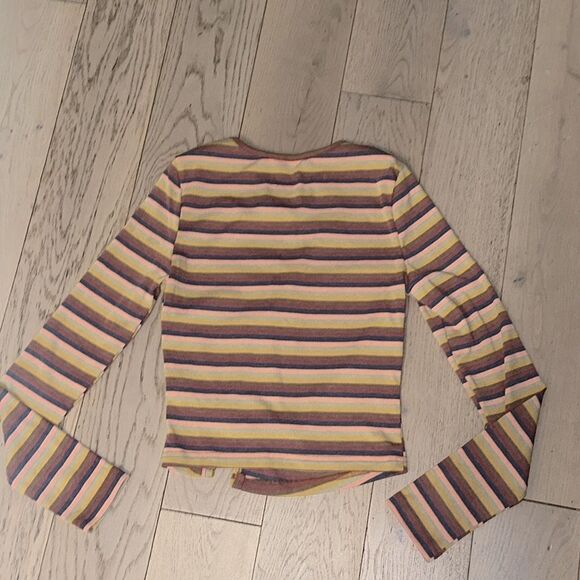 Striped Long Sleeve Cropped Top with Button Front Detail. NWOT- Never Worn - Picture 6 of 6